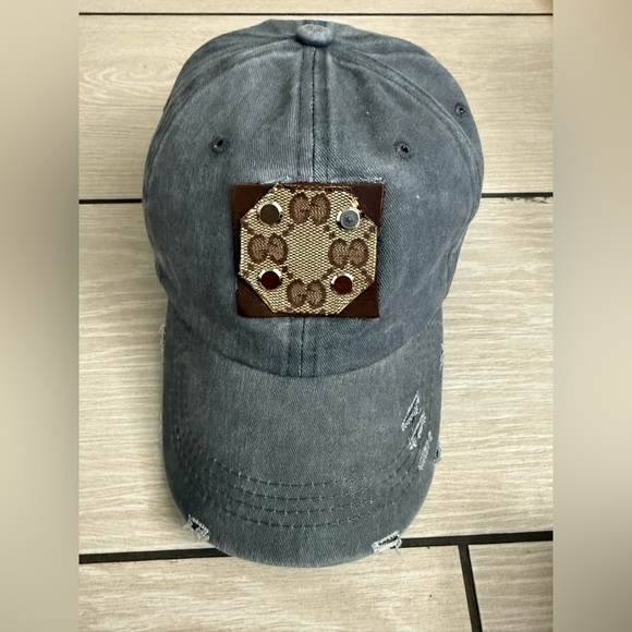 Brand new upcycled Gucci Stylish Gray Cap with patching - Picture 1 of 5